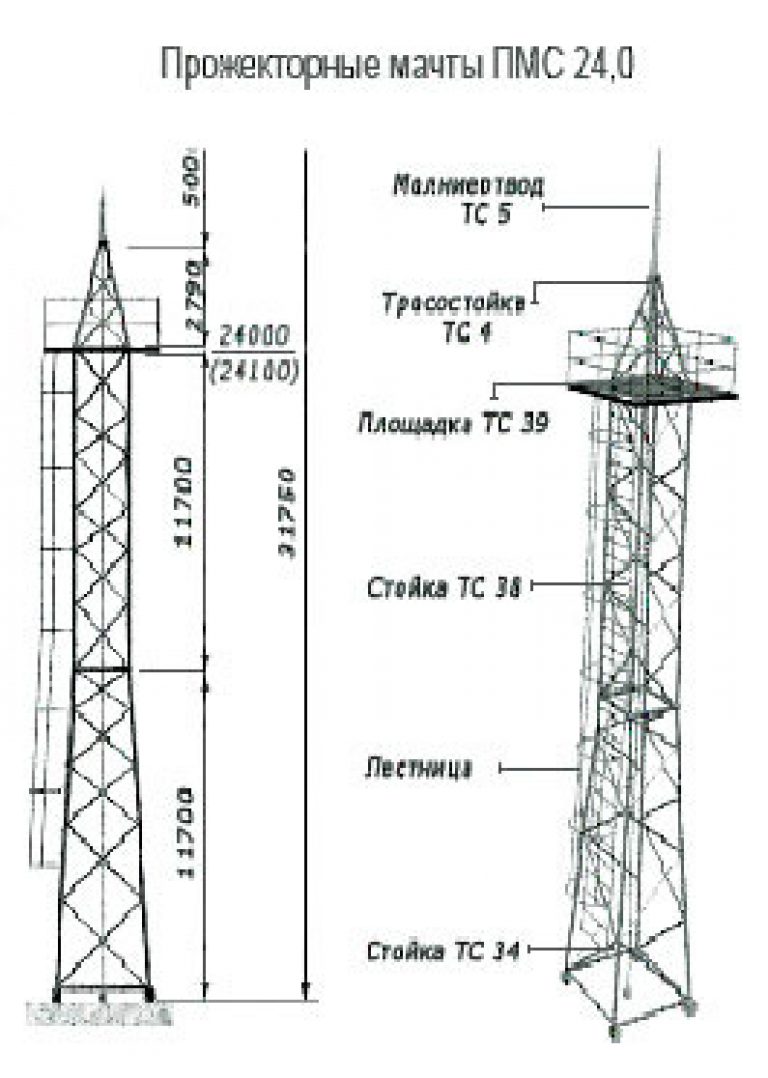 Сборочный чертеж прожекторная мачта пмс 24 чертеж